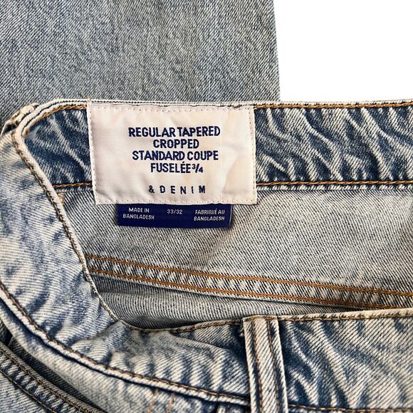 H&M &Denim Men’s Regular Tapered Cropped Jeans 33/32 - Picture 3 of 6